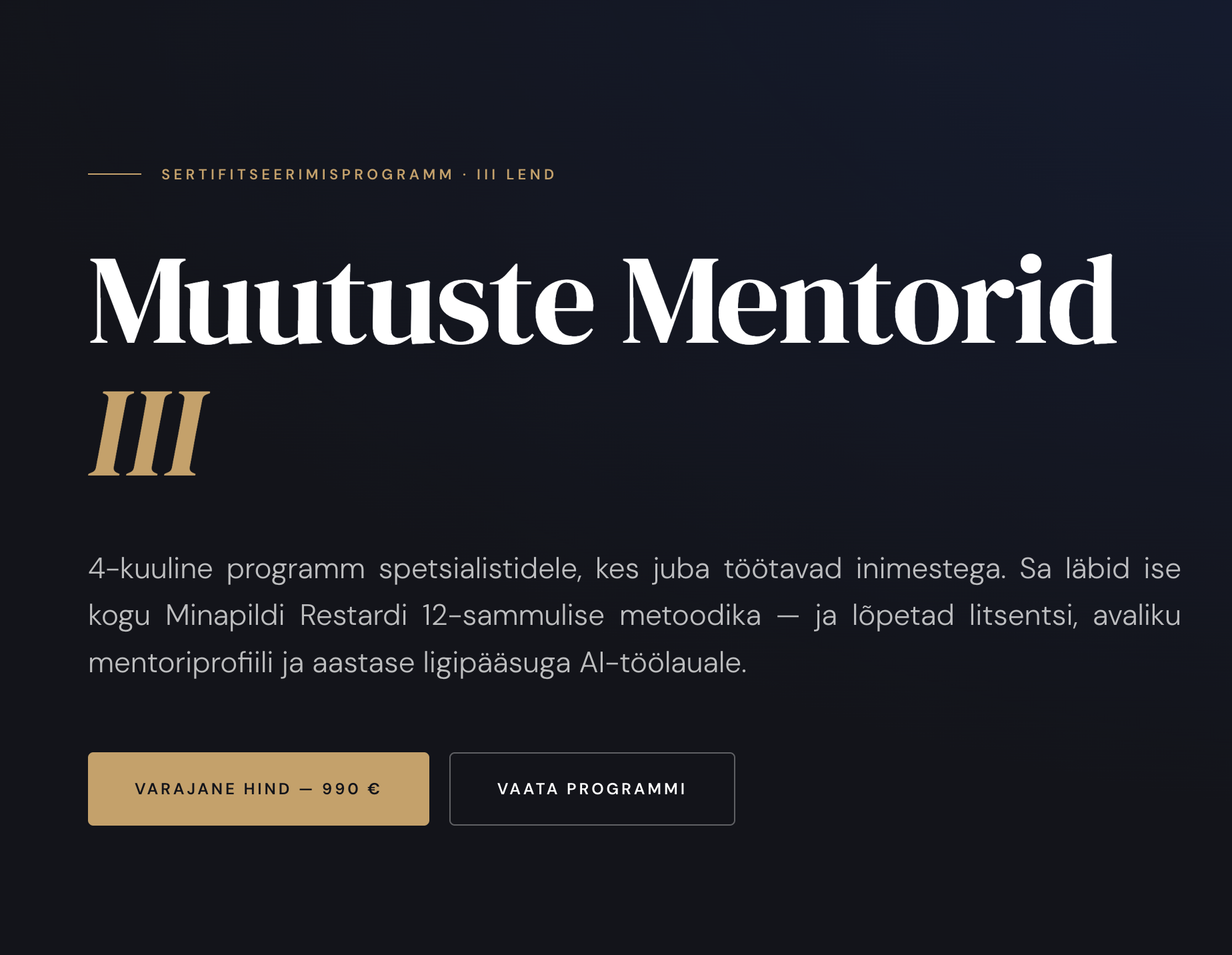 MUUTUSTE MENTORID III LEND 14.10.2026 – 27.01.2027
